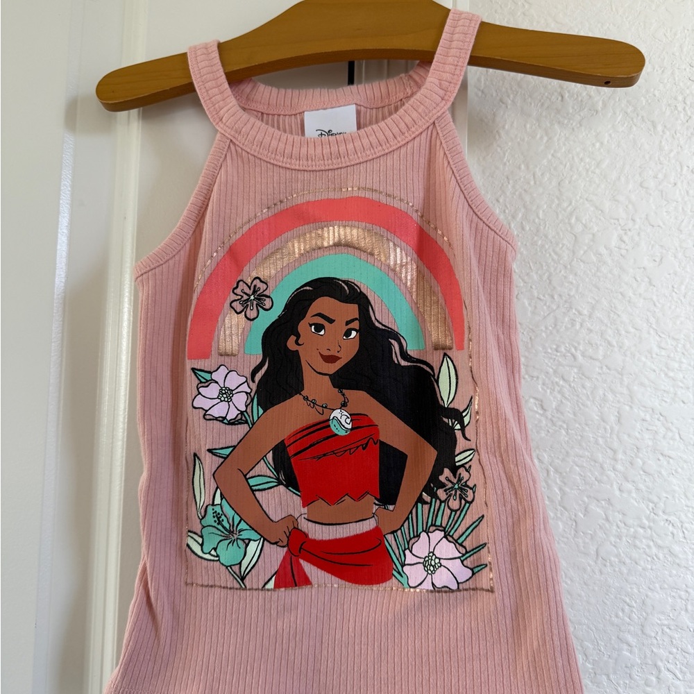 Disney Pink Moana Top with Rainbow Design 4T